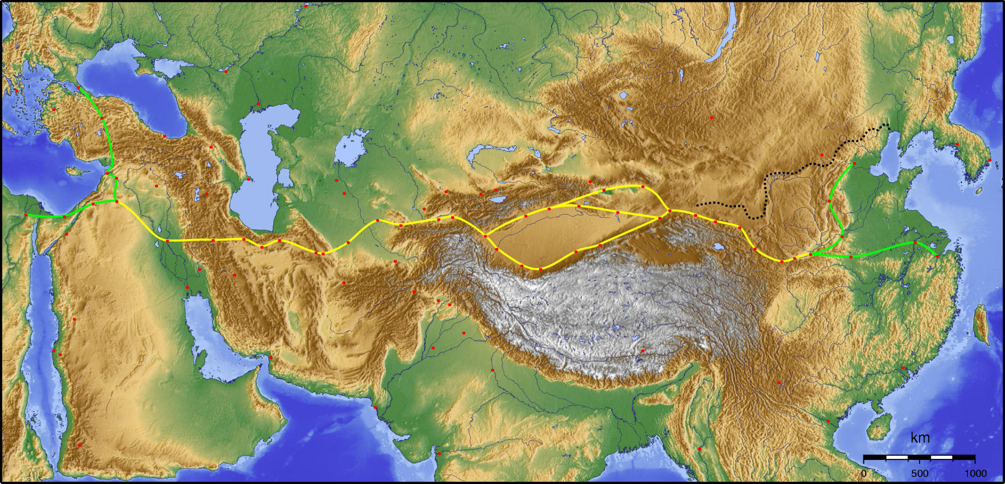 Mapa histórico de la Ruta de la Seda